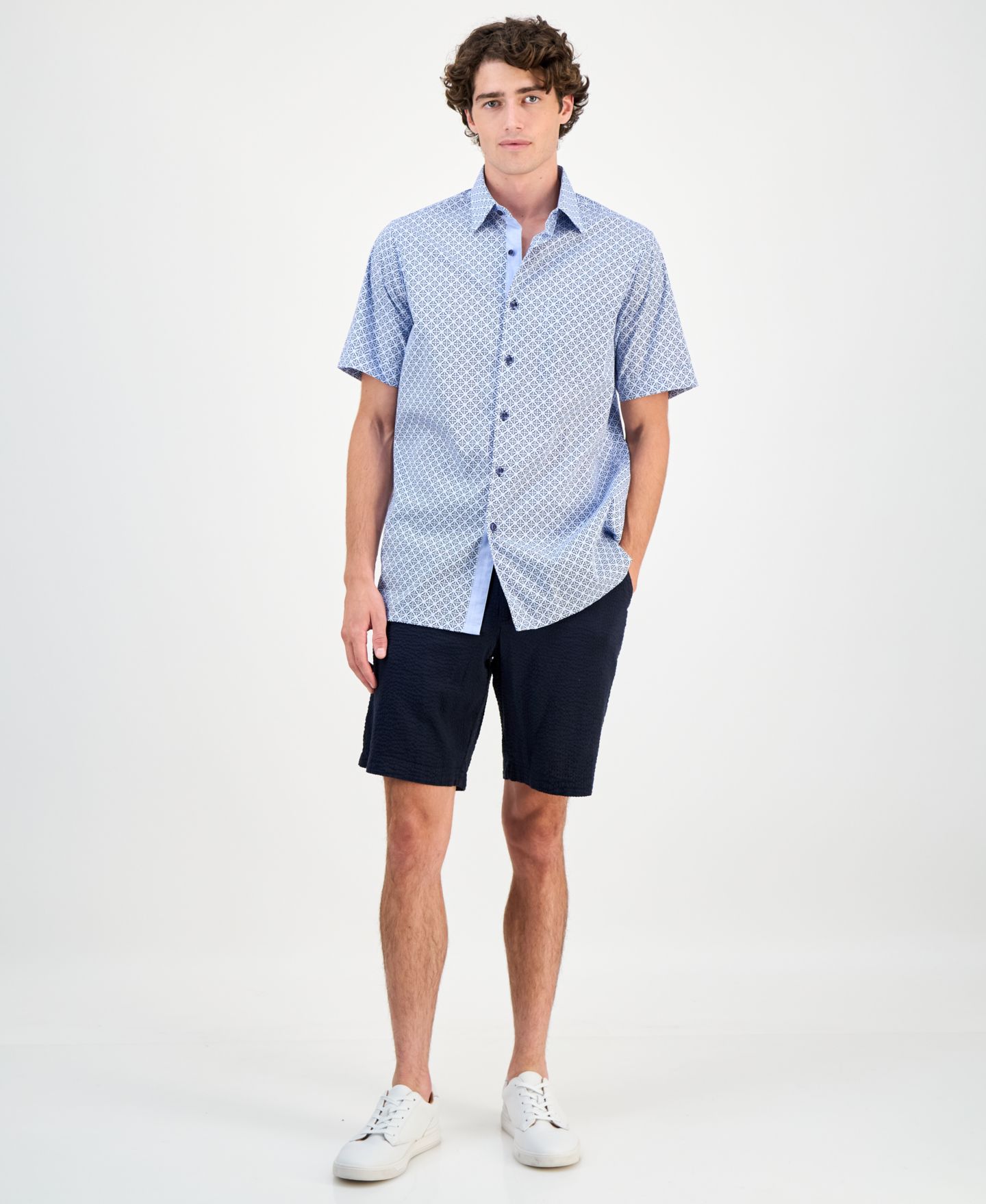 Мужская рубашка Club Room Regular-Fit Medallion-Print, цвет: Синий комбинированный — фото 2