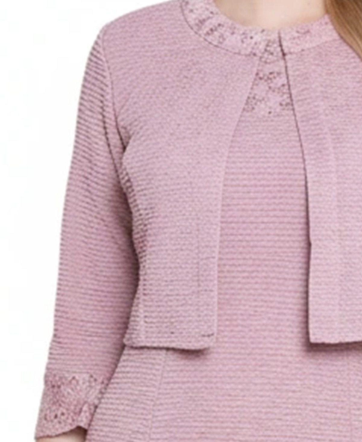 Ny Collection Petite Two Piece Novelty Knit and Lace Dress Set