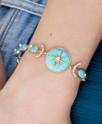 Celestial Blue Turquoise Golden Link Bracelet