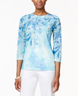 Alfred Dunner Petite Embellished Printed Top - Tops - Petites - Macy's