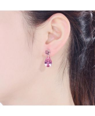 Women's Plated Colored Cubic Zirconia Drop Earrings