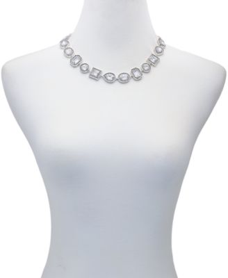 Rhinestone Silver-Tone Statement Necklace
