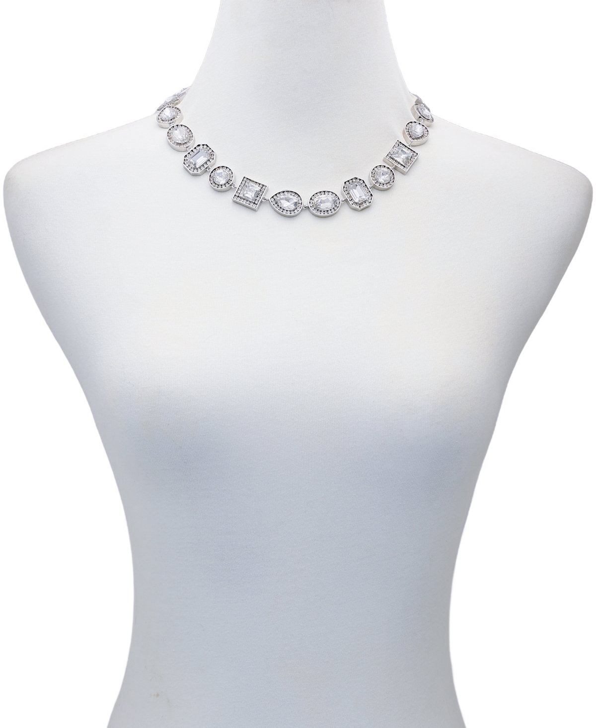 Guess Rhinestone Silver-Tone Statement Necklace