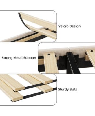 Easy Assembly King Size Bed Frame Upholstered Platform Bed Space Saving, for Living Room, Guest Room