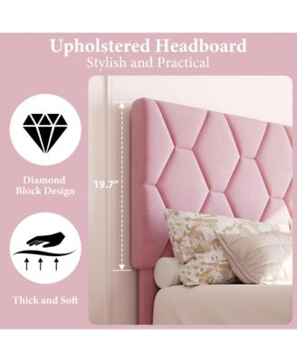 Queen Bed Frame with Upholstered Headboard, Heavy-Duty Platform Bed Frame with Strong Wood Slats, No Box Spring