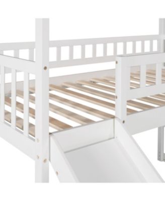  Twin Loft Bed with Drawers and Slide, Gray