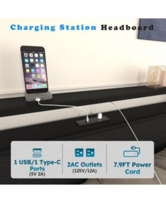 Streamdale Full Size Bed Frame with 8 Storage Drawers & LED Headboard