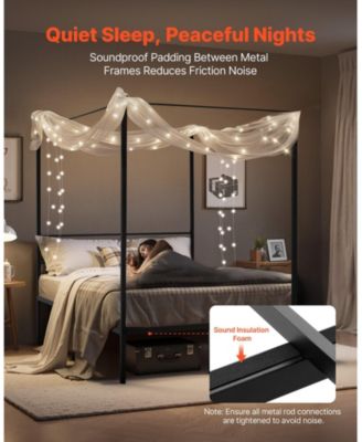 Four Poster Metal Canopy Bed Frame for Modern Bedroom