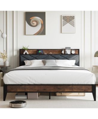 Easy Assembly King Size Steel MDF Bed Frame Space Saving, for Living Room, Guest Room