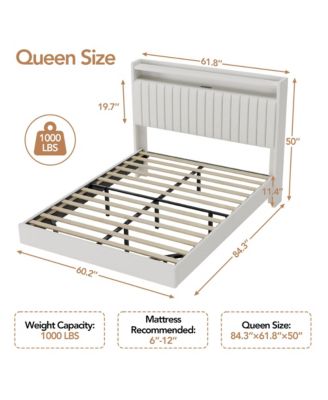 Size Floating Bed Frame with RGB LED Lights & Charging Station
