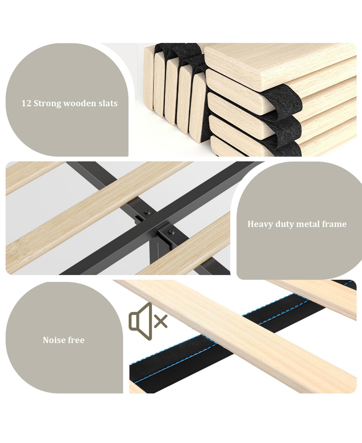 Gaomon King Bed Frame with 50.8" Tall Headboard