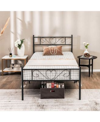 Twin XL Metal Platform Bed Frame Heavy-duty Steel Slat Support with Storage