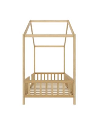 Streamdale Montessori Floor Bed with Canopy, Twin Bed Frame for Kids