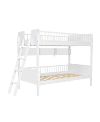 Streamdale Twin Size Wooden Bunk Bed with 3 Storage Shelves, White