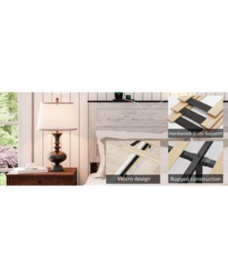 Upholstered Full Bed Frame with Storage Headboard, LED & Pet Bed