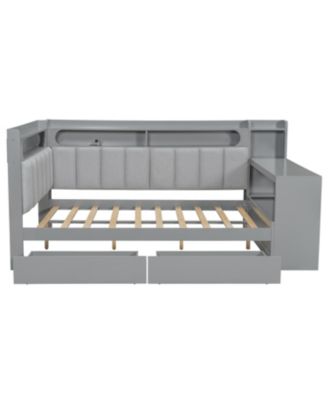 Streamdale Gray Daybed: Storage, Charging, LED, Desk, Upholstered