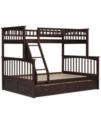 Twin over Full Bunk Bed with Drawers, Convertible Beds