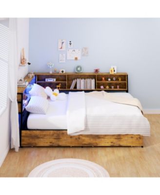 Corner Bed Frame: Full Daybed with Storage, Charging & LED