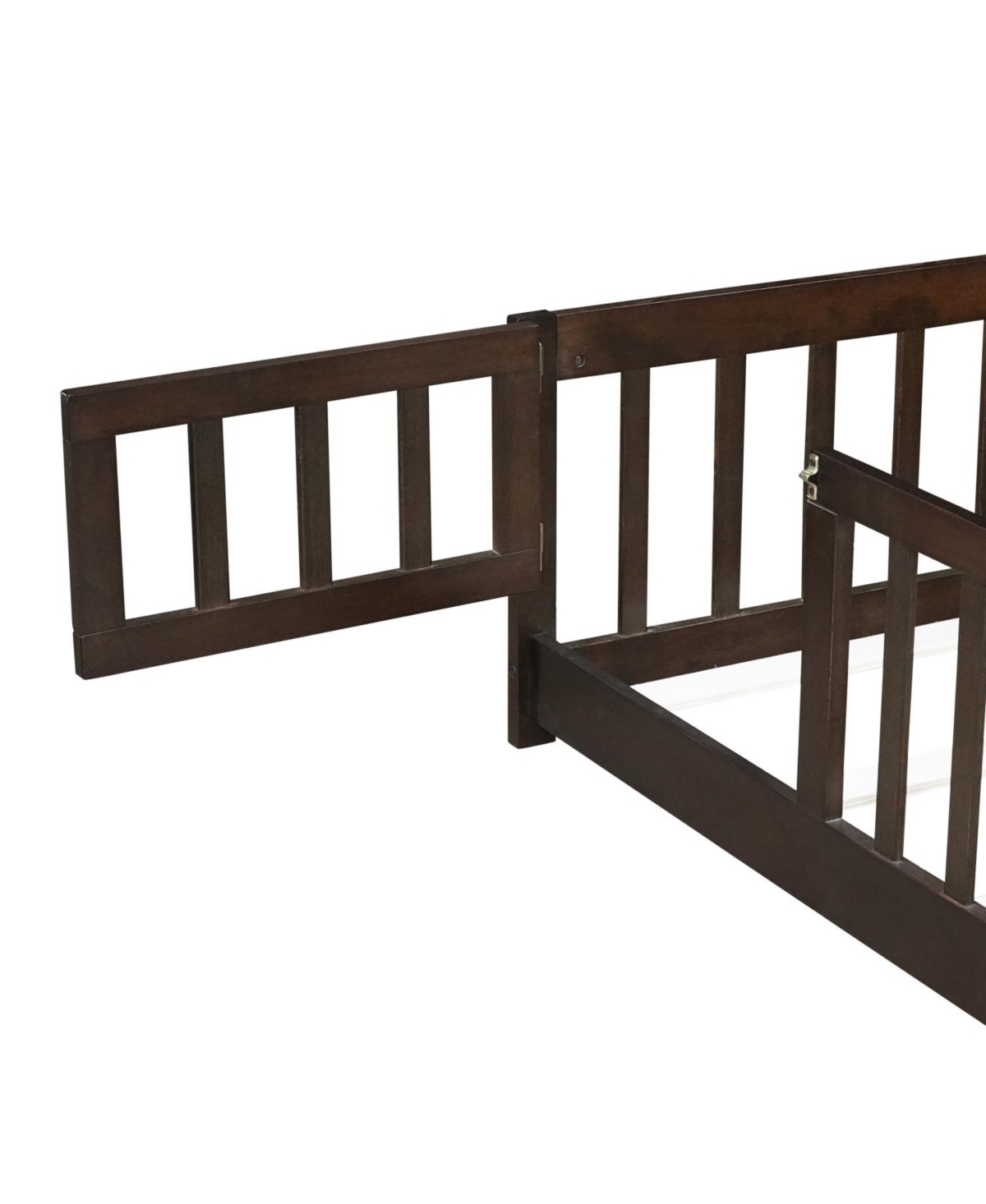 Streamdale Furniture Twin Floor Bed with Fence & Door, Espresso