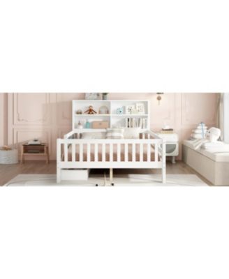  Full Platform Bed with Chalkboard, Storage, Shelves