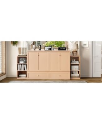 Queen size Pine, MDF, and Plywood storage drawers and shelves Murphy bed