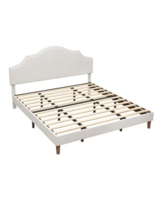 Streamdale King Size Upholstered Platform Bed with Adjustable Headboard - White