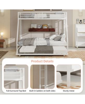 Streamdale High-Stability Queen Bunk Bed with Ladder & Trundle