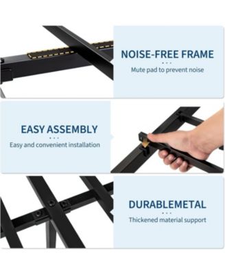 Metal Platform Bed Frame with Victorian Iron-Art Headboard & Footboard, Steel Slat Mattress Support, Storage-Friendly, No Box Spring Needed