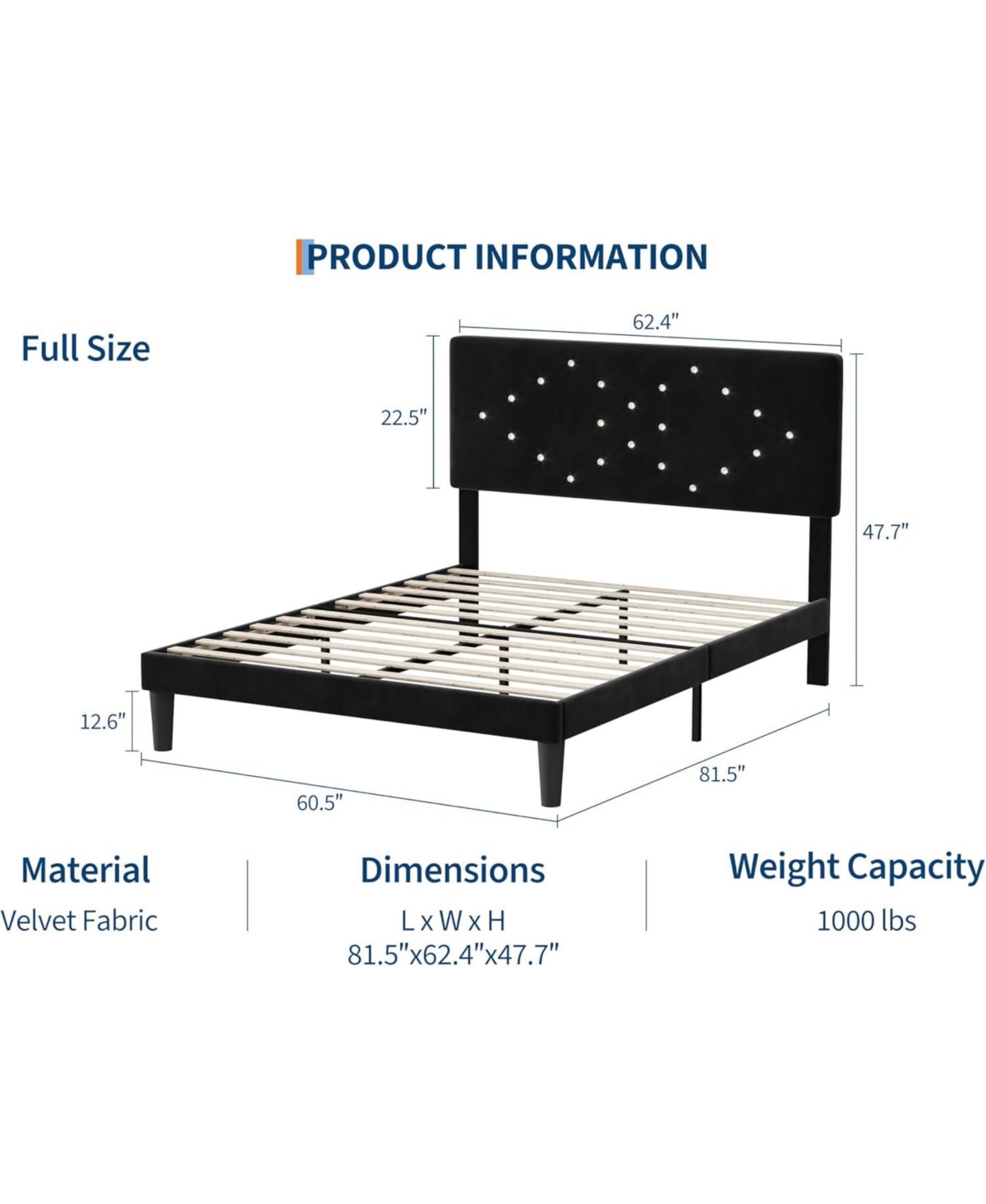 gaomon Linen Platform Bed with Button Tufted Headboard
