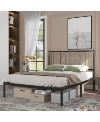 Metal Bed Frame, Full Platform Bed with Modern Style Headboard and Mattress Foundation with Spacious Underbed Storage