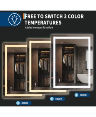 40x32 LED Lighted Anti-Fog Dimmable Bathroom Vanity Mirror with Front & Backlit for Wall