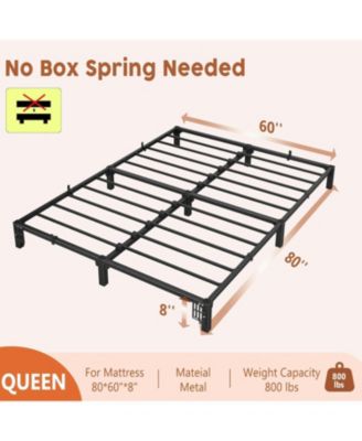 Queen Size 8 Inch Metal Bed Frame, No Screws Needed, No Box Spring, 800 Lbs Capacity, Tool-Free Assembly