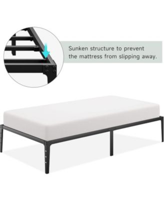 Twin Size 14 Inch Metal Platform Bed Frame with Under Bed Storage Heavy Duty Steel Slats