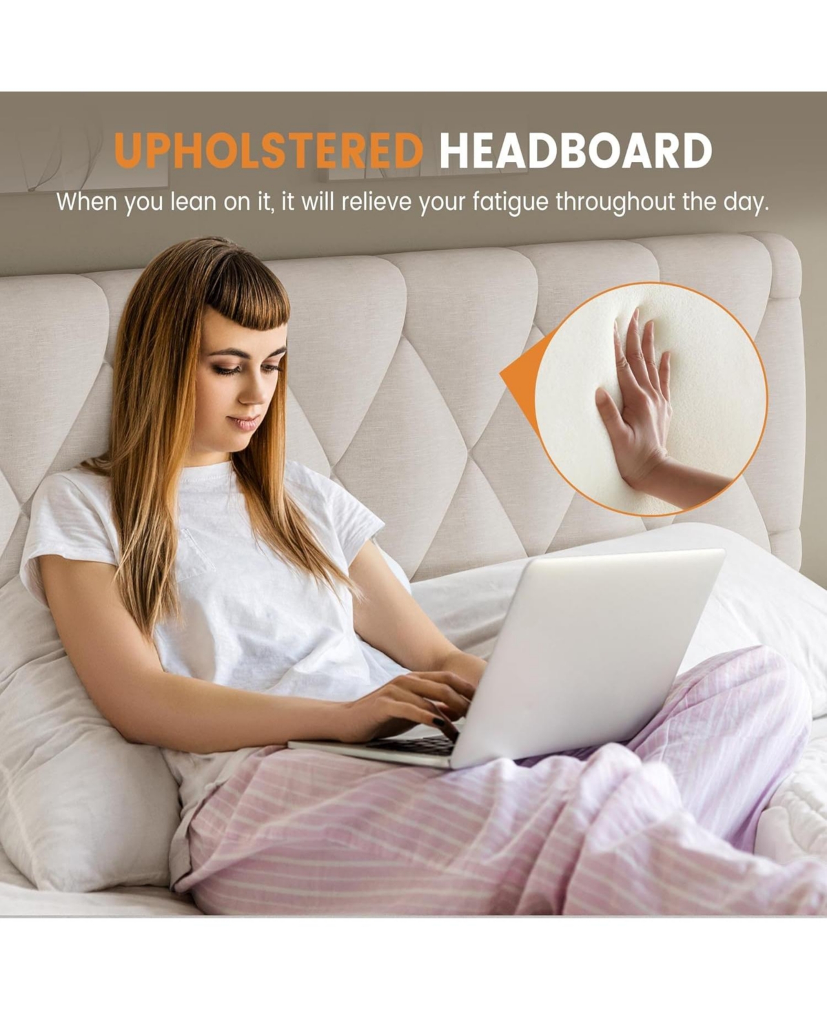 gaomon Queen Size Upholstered Platform Bed Frame Storage Drawers Wooden Slats No Box Spring Needed Beige