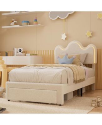 Full Size Soft Pack Upholstered Bed Frame MDF Sponge Elegant Design LED Lighting Comfortable Cushioning Durable Construction