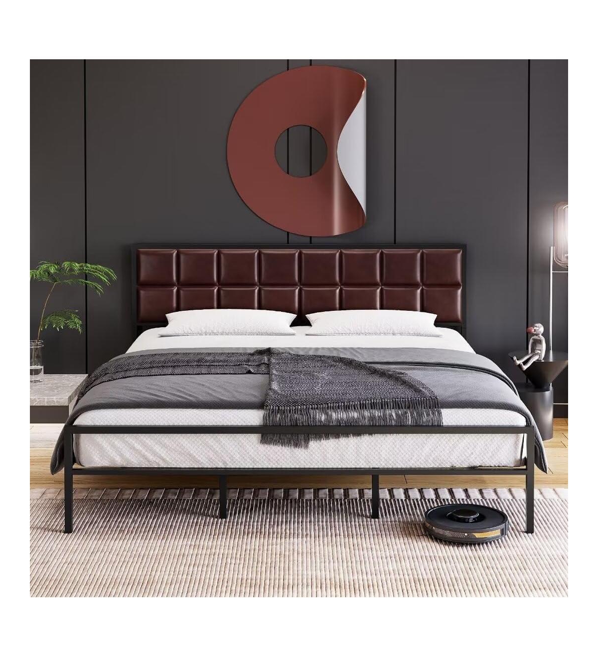 Gaomon Easy Assembly Queen Size Metal Platform Bed Frame Space Saving, for Living Room, Guest Room