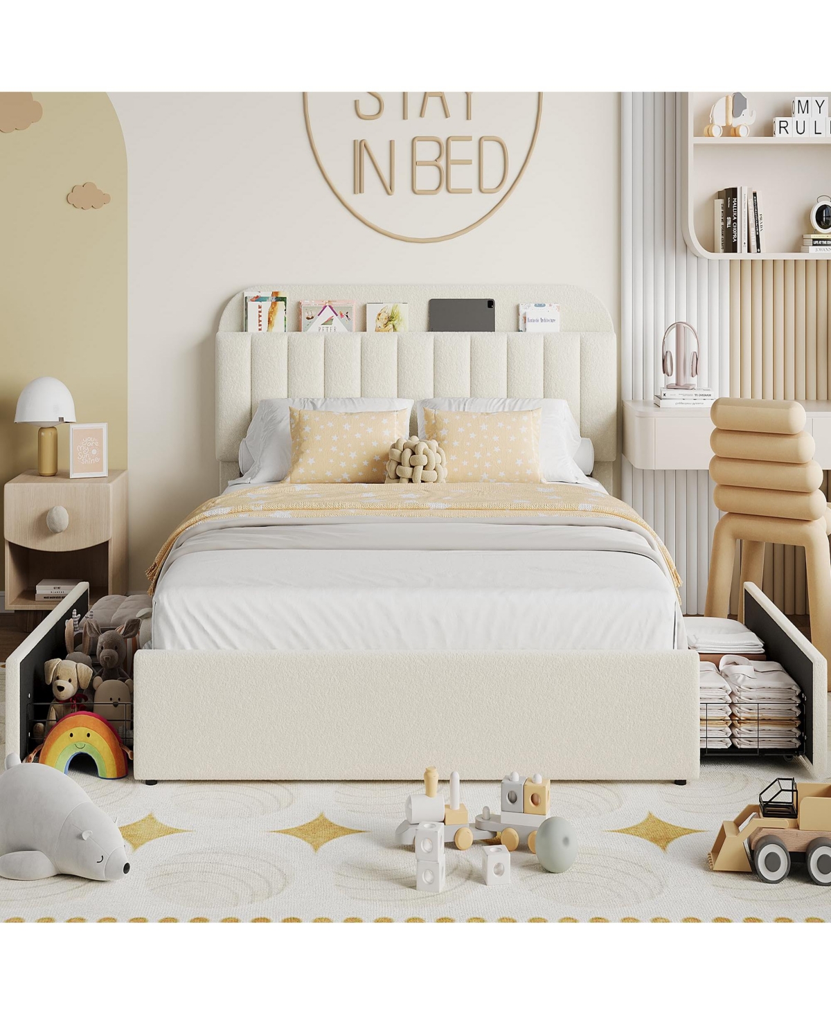 gaomon Twin Bed Frame with Storage Headboard