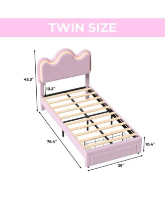 Twin Bed Frames Lamb Velvet Twin Beds Cute Platform Bed Frame for Girls, Boys,Sturdy Platform Bed