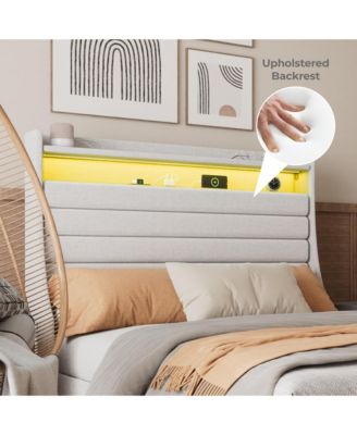 Queen Bed Frame with USB Charging Station & LED Lights