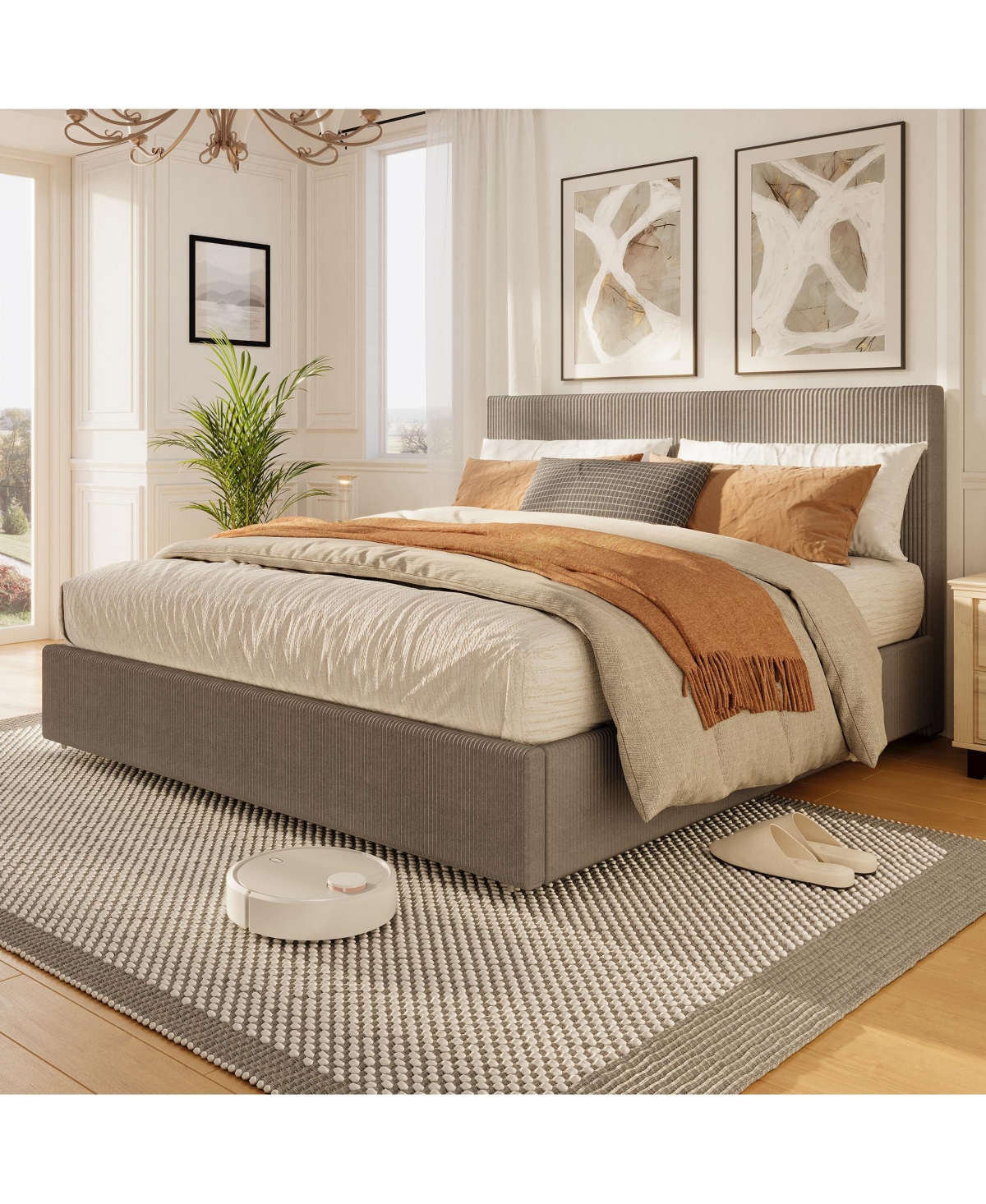 gaomon King Size Bed Frame with 4 Storage Drawers