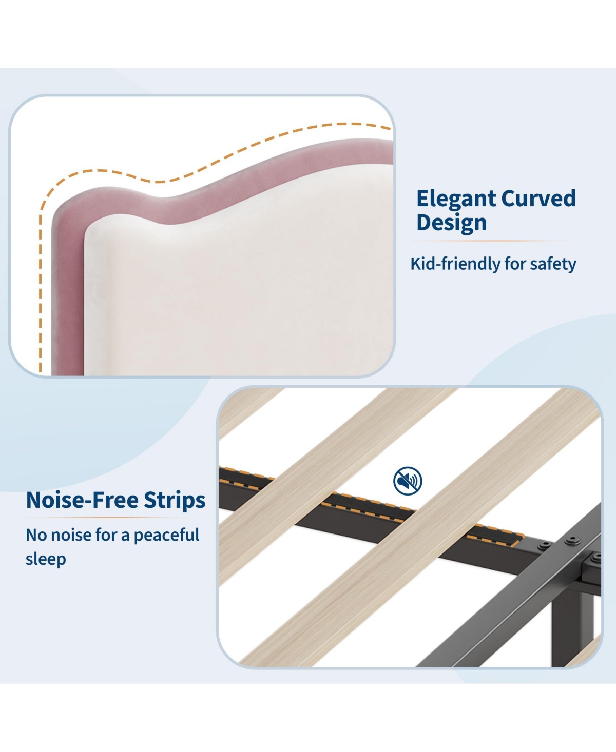 Gaomon Upholstered Twin Bed Frame with Storage Drawer & Scallop Headboard