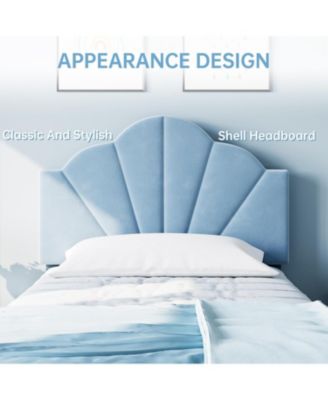 Twin XL Velvet Upholstered Platform Bed Frame with Adjustable Headboard, Wooden Slats, Heavy Duty, Easy Assembly, No Box Spring