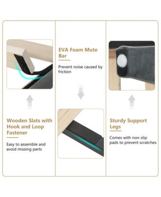 Queen Upholstered Platform Bed Frame w/ Button Tufted Headboard Noise-free