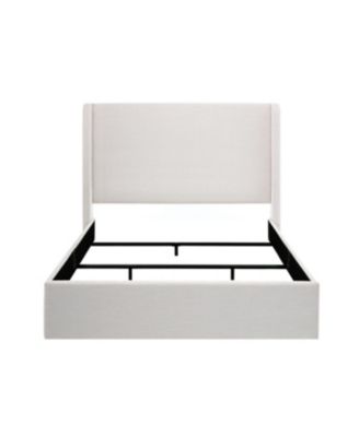 Streamdale Caron Textured Ivory Canvas Chenille Wingback Bed - Queen, Easy Assembly