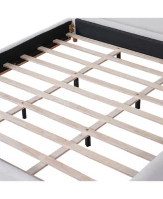 King Size Boucle Upholstered Curved Headboard Bed Frame, White