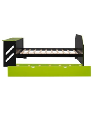 Streamdale Full Size Wood Daybed with Twin Size Trundle, Desk and USB, Cloud Blue