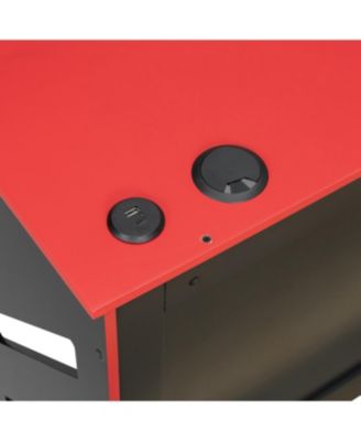 Streamdale Full Size Wood Daybed with Twin Size Trundle, Desk and USB, Cloud Blue