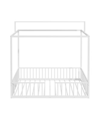 Streamdale Montessori 3-in-1 Convertible Metal Toddler Bed with Canopy, Twin, Black