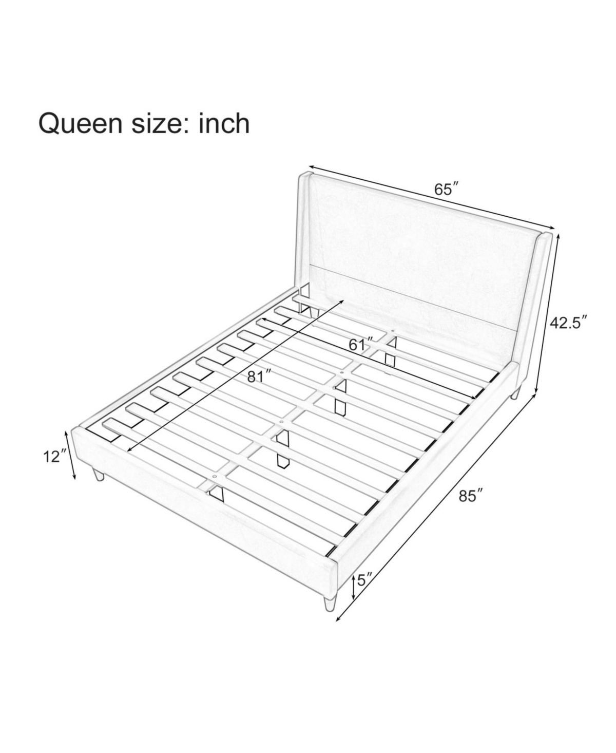 Streamdale Furniture Streamdale Modern Ivory Boucle Platform Bed, Queen Size