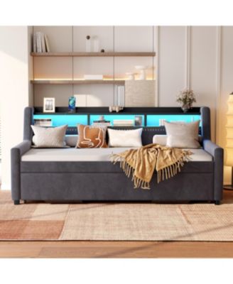 Streamdale Twin Size Upholstered Daybed with LED & Charging Station